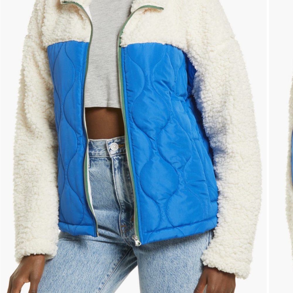 Thread & Supply Blue and Cream Teddy Jacket